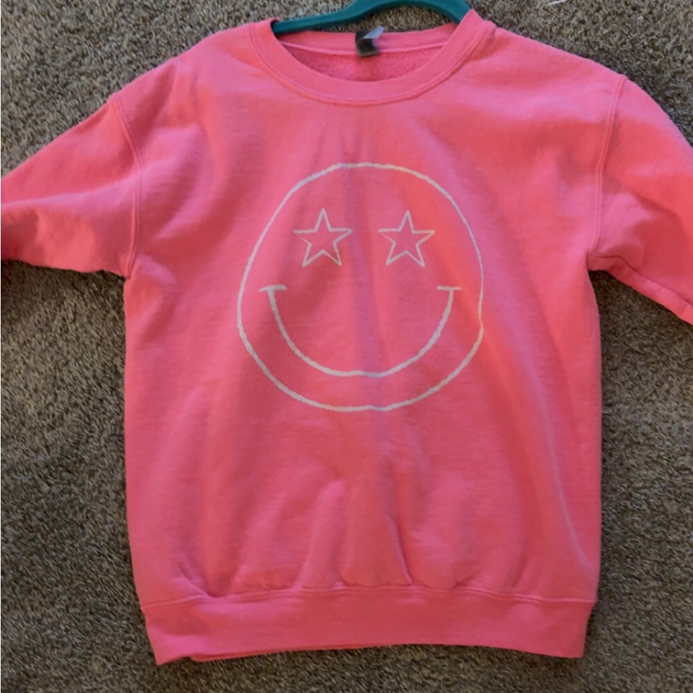 Boutique pink star smiley face sweatshirt